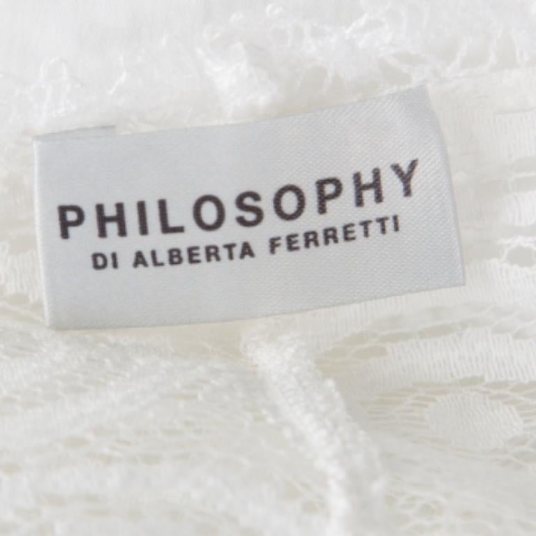 Philosophy di Alberta Ferretti Off White Cotton Lace Detail Top L im Zustand „Gut“ im Angebot in Dubai, Al Qouz 2