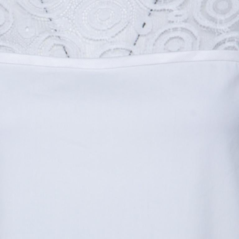 Philosophy di Alberta Ferretti Off White Cotton Lace Detail Top L im Angebot 1