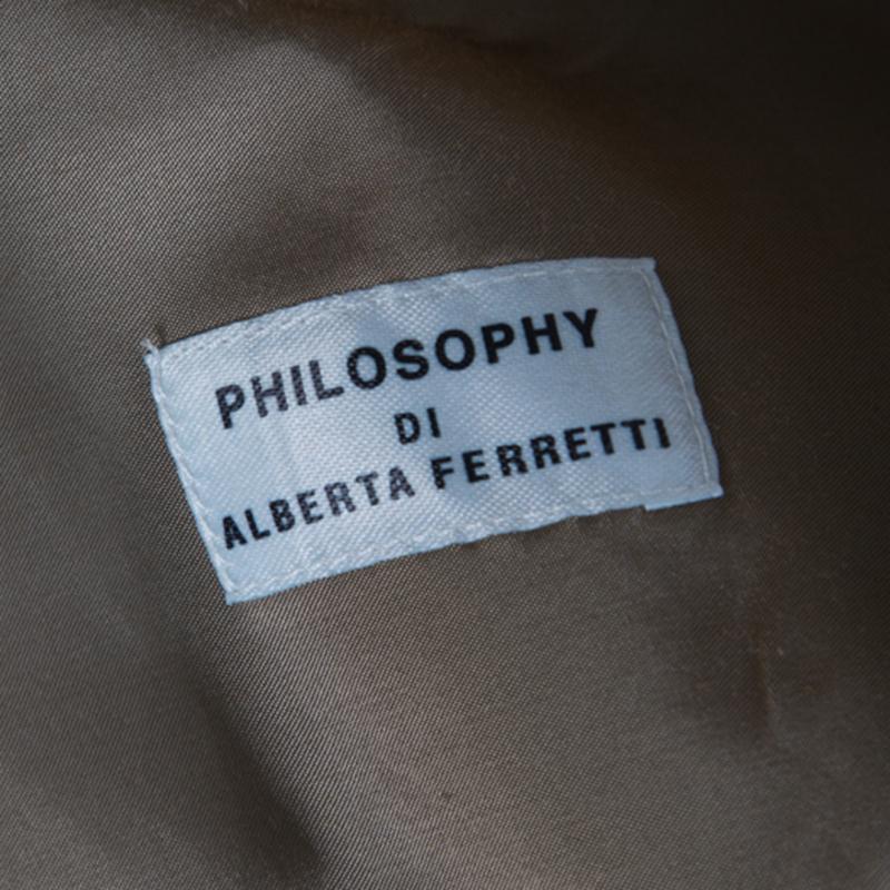Philosophy di Alberta Ferretti Olive Green Satin Blazer and Trouser Set M 1