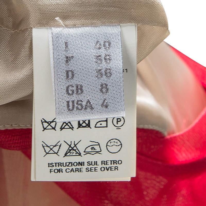 Philosophy di Alberta Ferretti Red/Beige Lip Applique Tulle Dress S 2