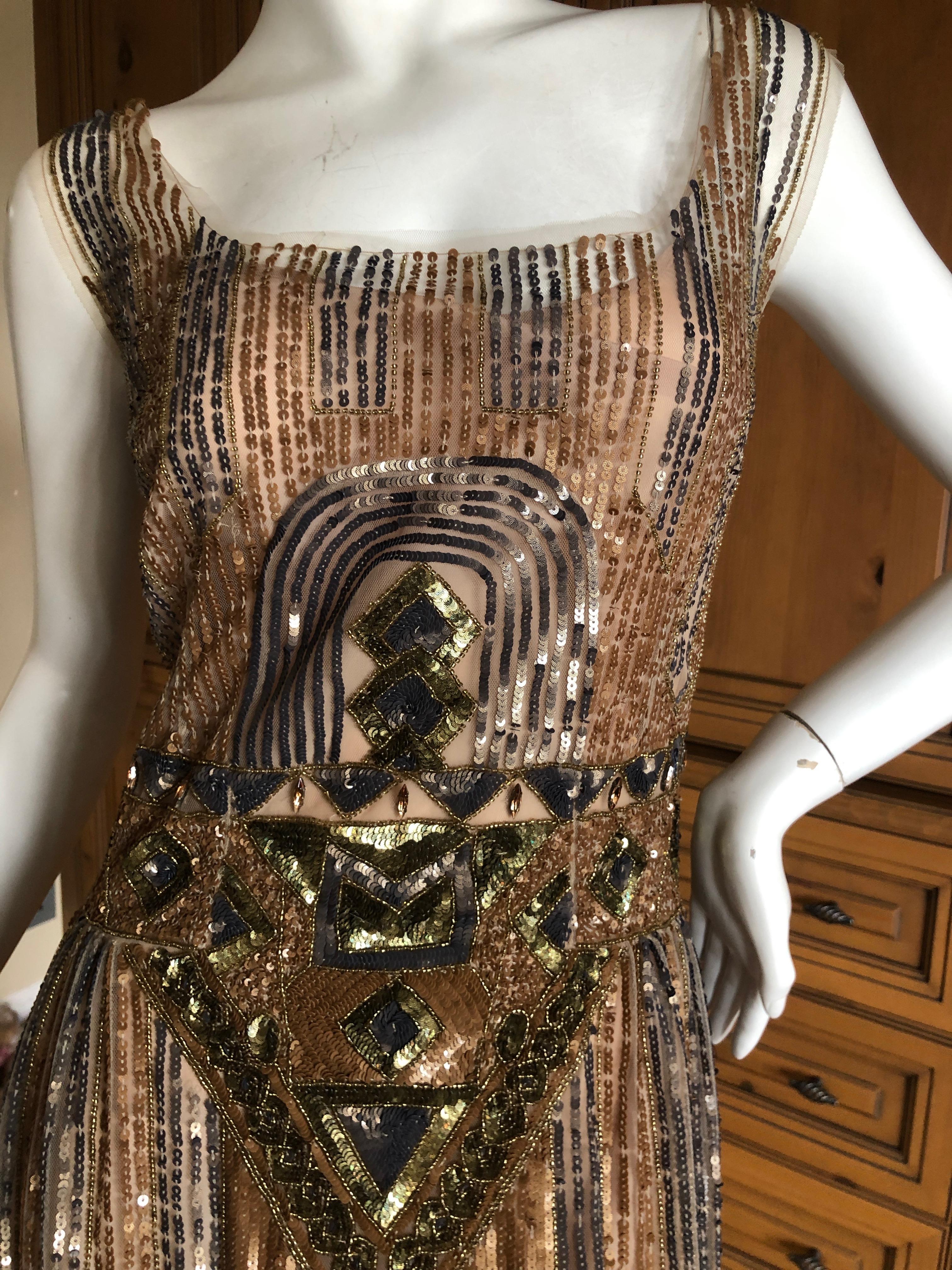Philosophy Di Alberta Ferretti Silk Sheer Embellished Dress  In Excellent Condition For Sale In Cloverdale, CA