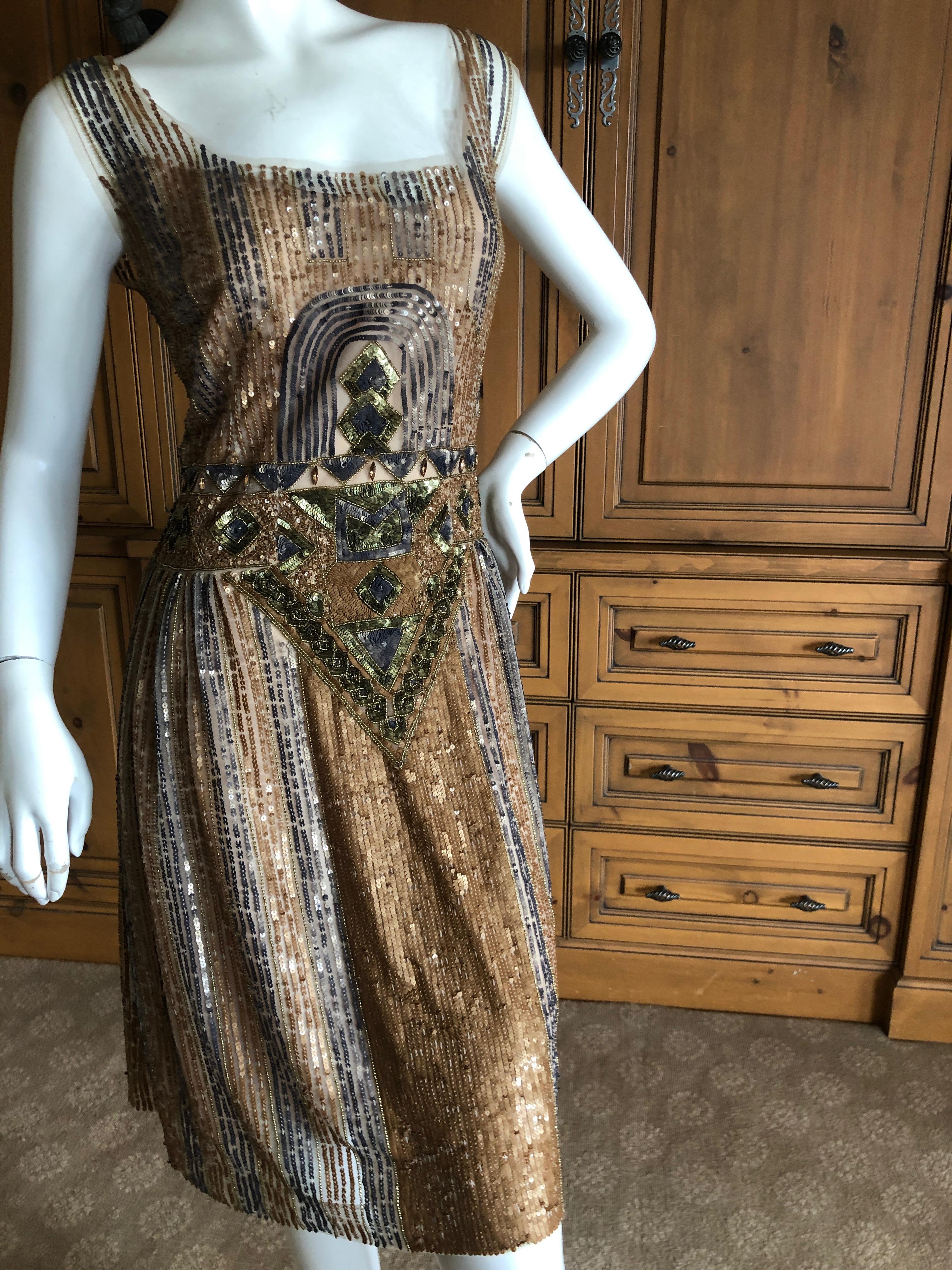 Women's Philosophy Di Alberta Ferretti Silk Sheer Embellished Dress  For Sale