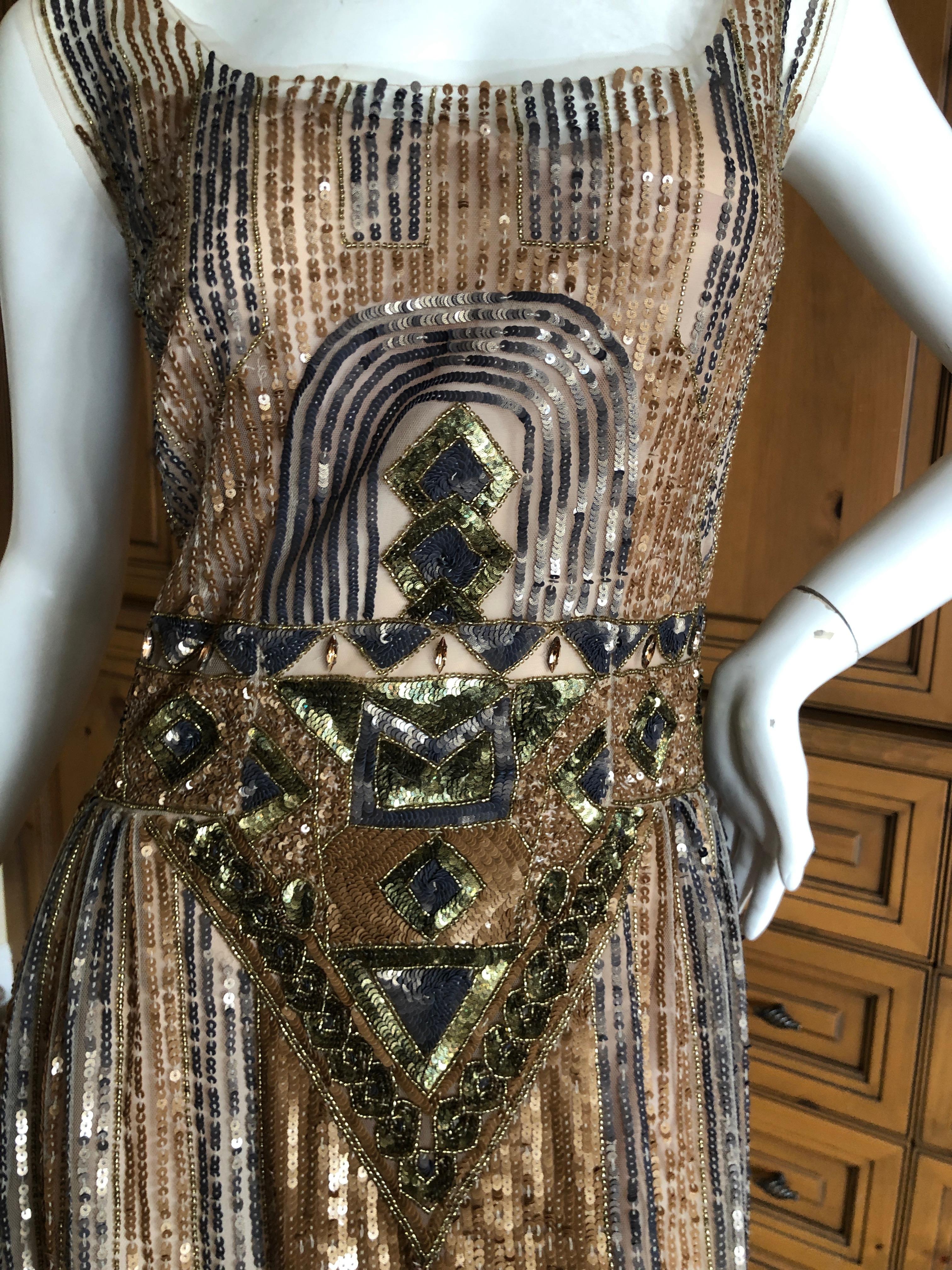 Philosophy Di Alberta Ferretti Silk Sheer Embellished Dress  For Sale 1