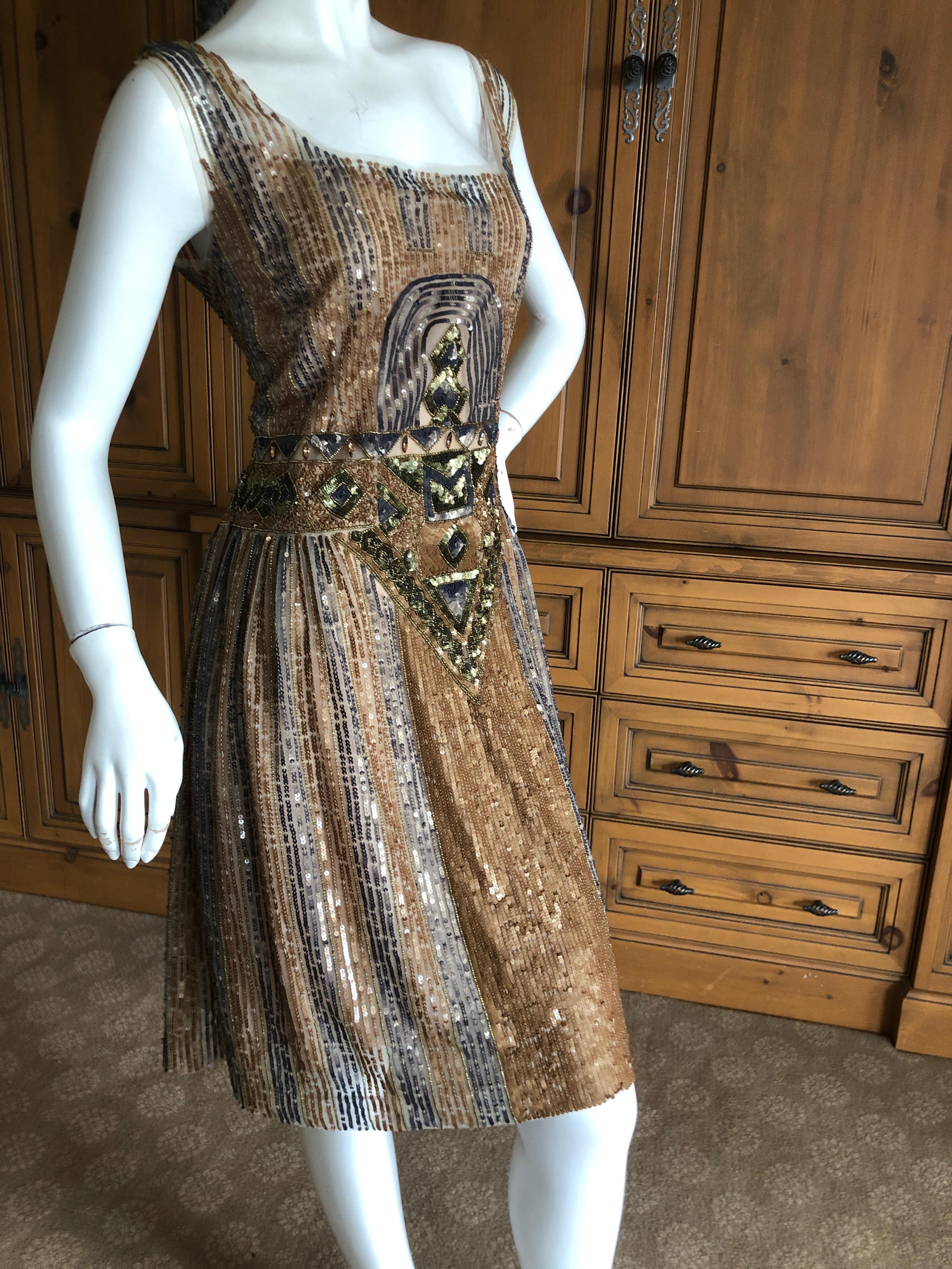 Philosophy Di Alberta Ferretti Silk Sheer Embellished Dress  For Sale 2