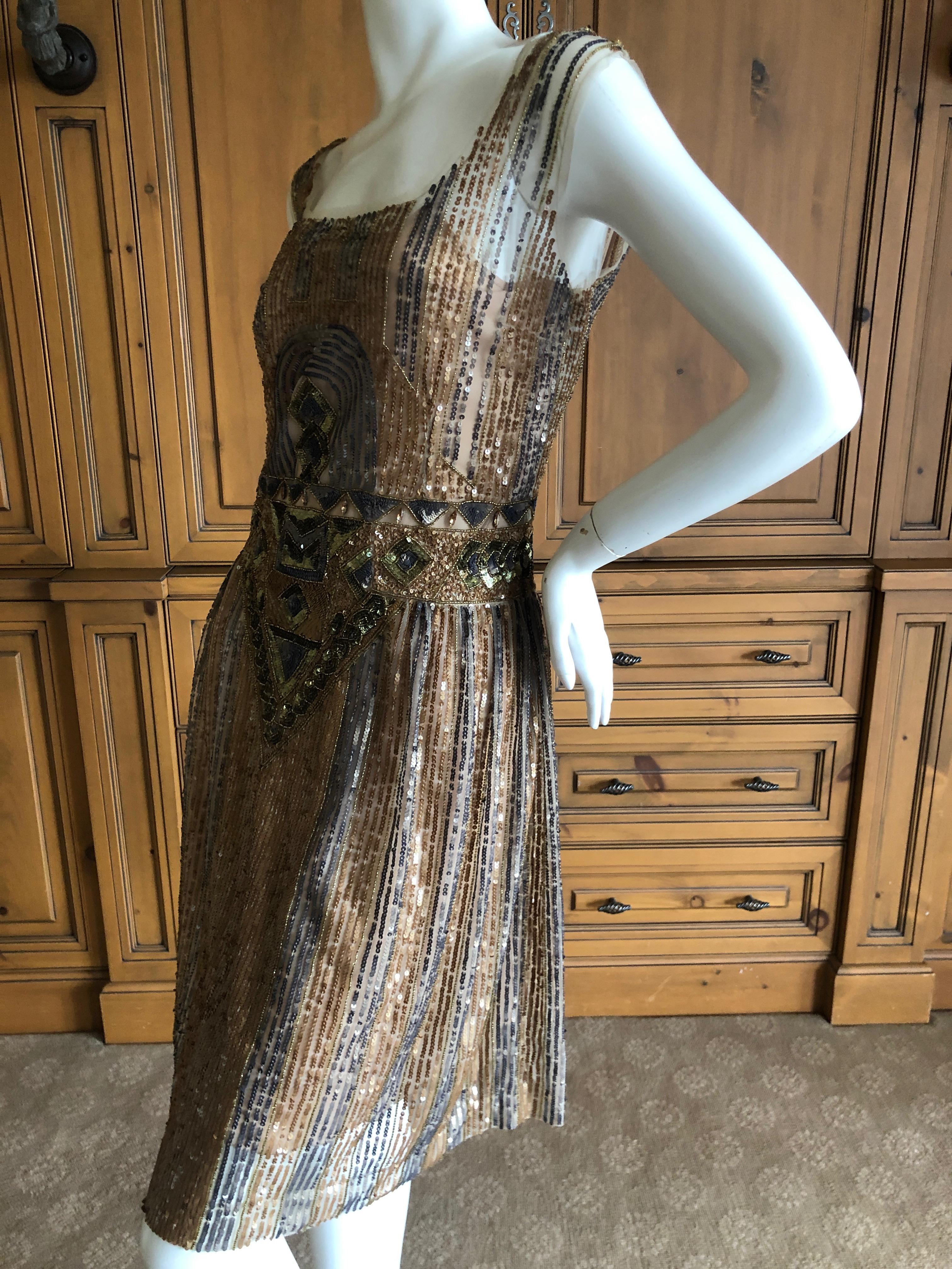Philosophy Di Alberta Ferretti Silk Sheer Embellished Dress  For Sale 3