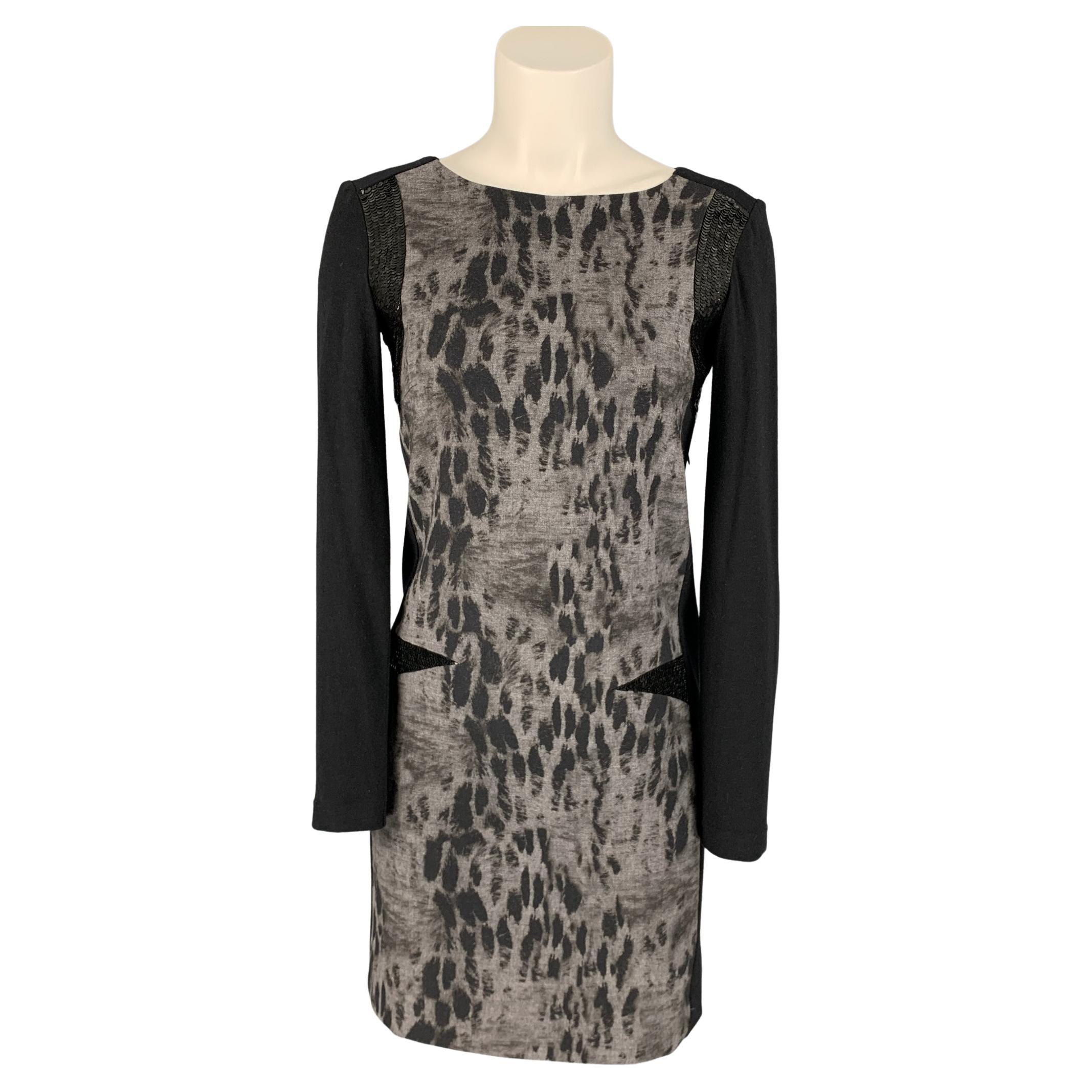 PHILOSOPHY di ALBERTA FERRETTI Size 2 Black & Grey Rayon Blend Color Block Dress