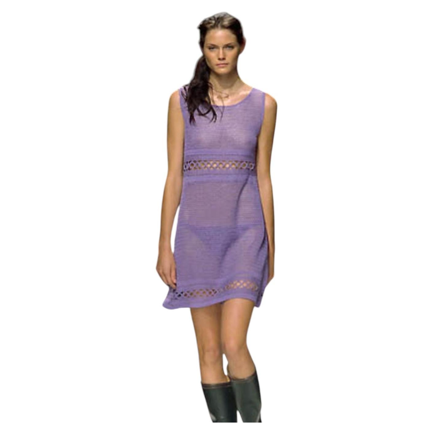 Colección «Philosophy di Alberta Ferretti» de Alberta Ferretti, pasarela Primavera/Verano 2000: algodón de ganchillo en color lila en venta