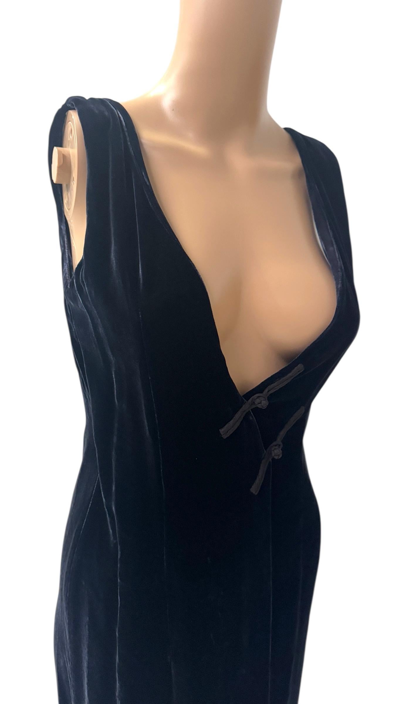 Philosophie di Alberta Ferretti Marineblauer Vintage-Samt mit orientalischem Knoten-Detail im Angebot 2