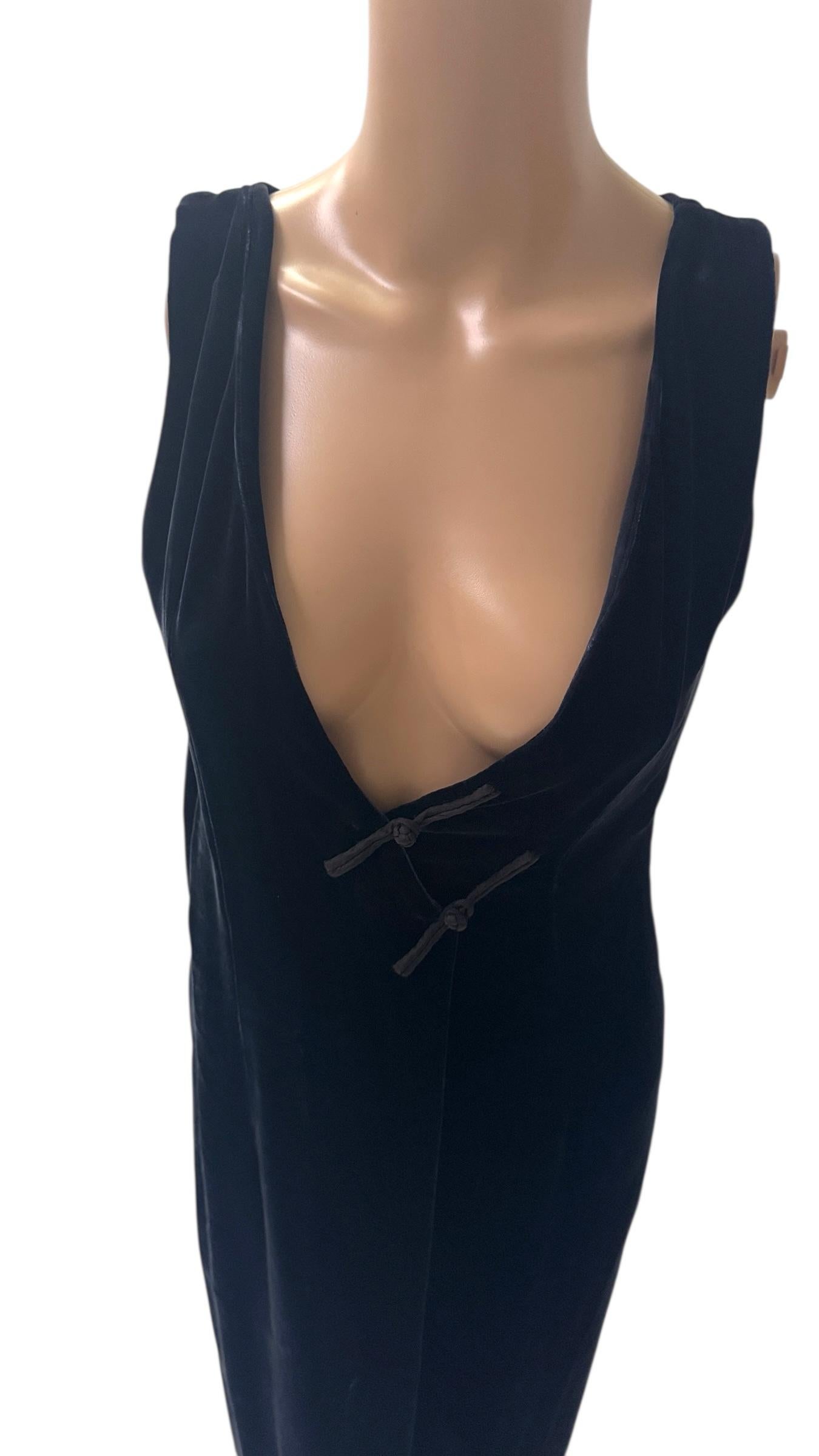 Philosophie di Alberta Ferretti Marineblauer Vintage-Samt mit orientalischem Knoten-Detail im Angebot 3