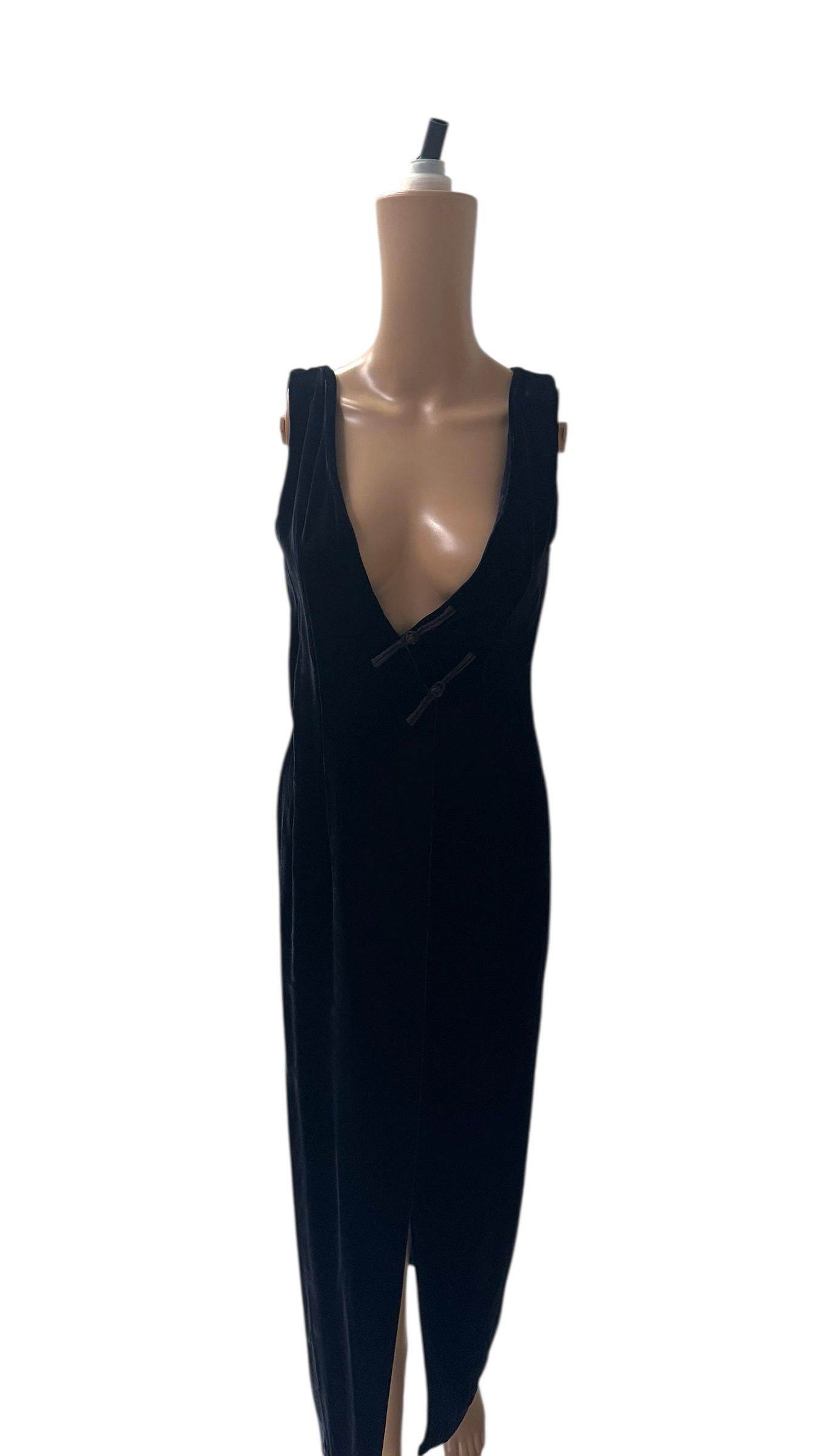 Philosophie di Alberta Ferretti Marineblauer Vintage-Samt mit orientalischem Knoten-Detail im Angebot 4
