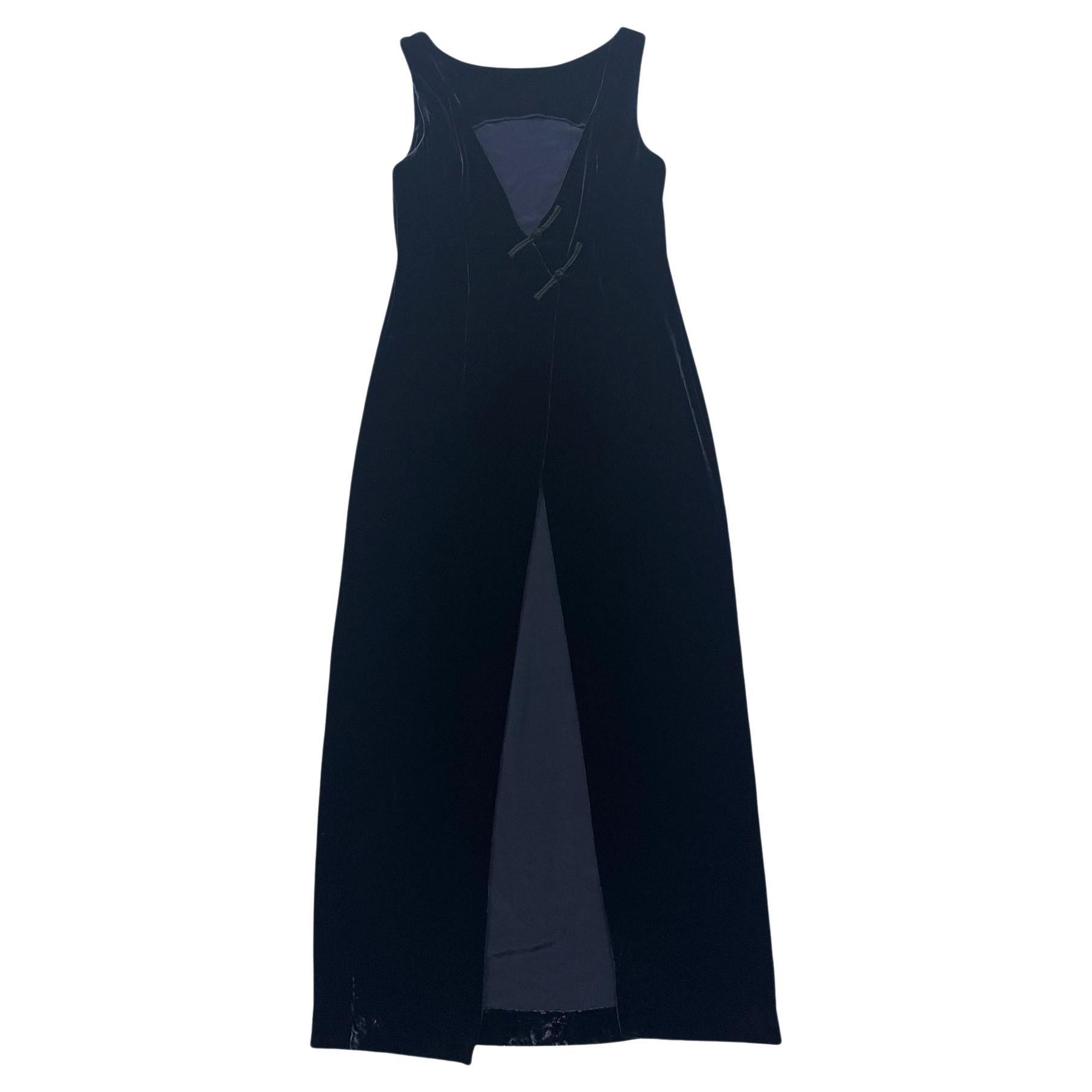 Philosophie di Alberta Ferretti Marineblauer Vintage-Samt mit orientalischem Knoten-Detail im Angebot