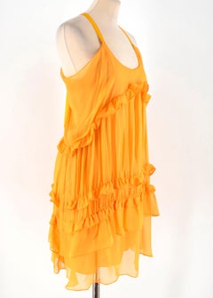 Philosophy Di Alberta Ferretti Yellow Ruffle Silk Dress UK 10