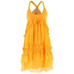 Philosophy Di Alberta Ferretti Yellow Ruffle Silk Dress UK 10