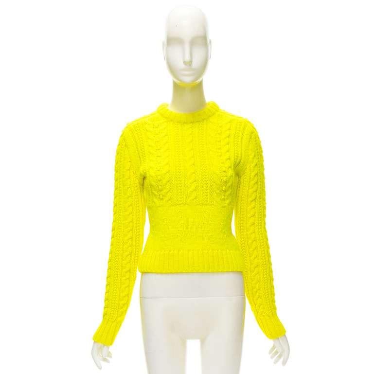 PHILOSOPHY DI LORENZO SERAFINI 100% wool yellow fitted cable knit sweater IT40 S For Sale 5