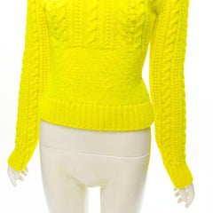 PHILOSOPHY DI LORENZO SERAFINI 100% wool yellow fitted cable knit sweater IT40 S