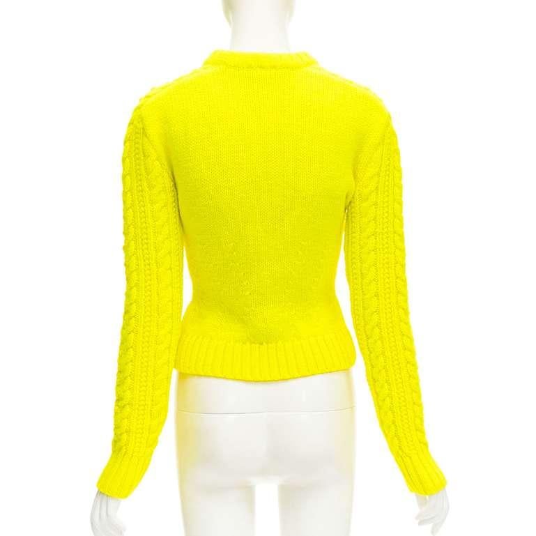 Women's PHILOSOPHY DI LORENZO SERAFINI 100% wool yellow fitted cable knit sweater IT40 S For Sale