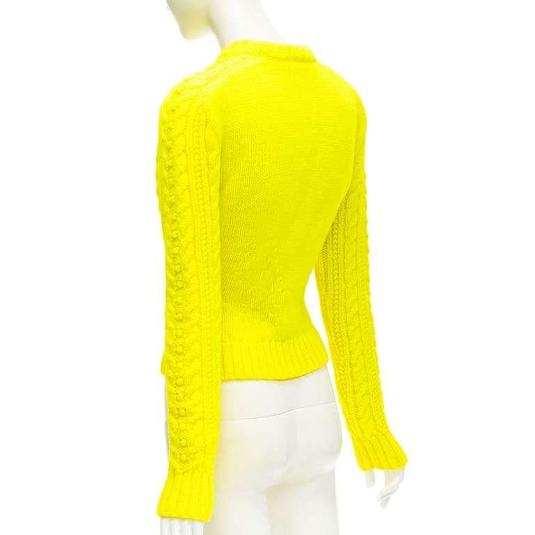 PHILOSOPHY DI LORENZO SERAFINI 100% wool yellow fitted cable knit sweater IT40 S For Sale 1
