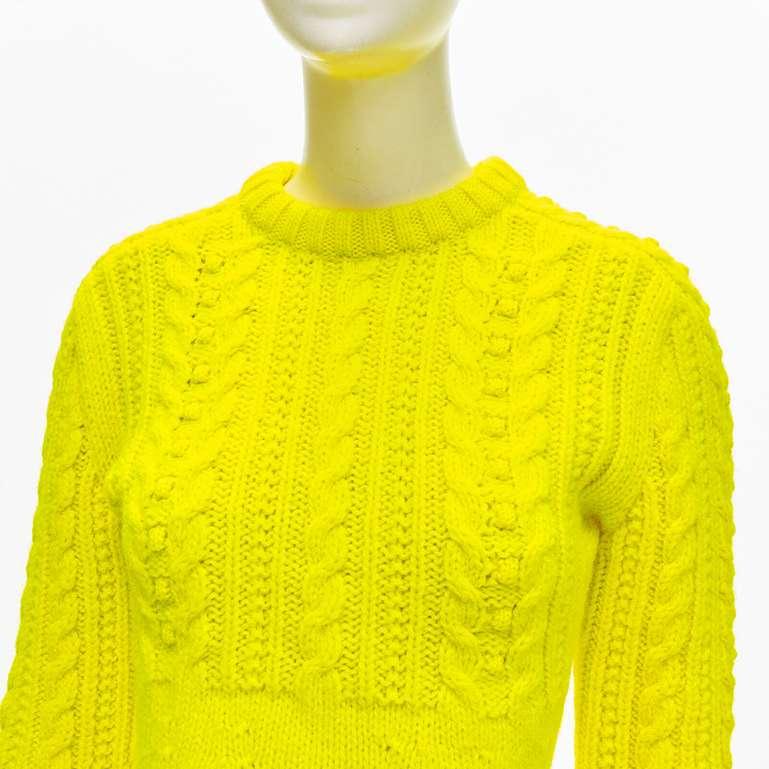 PHILOSOPHY DI LORENZO SERAFINI 100% wool yellow fitted cable knit sweater IT40 S For Sale 2