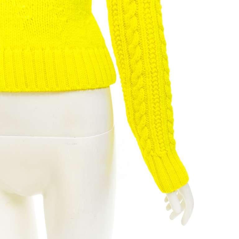 PHILOSOPHY DI LORENZO SERAFINI 100% wool yellow fitted cable knit sweater IT40 S For Sale 3