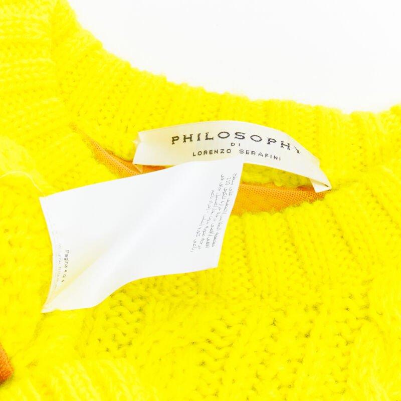 PHILOSOPHY DI LORENZO SERAFINI 100% wool yellow fitted cable knit sweater IT40 S For Sale 4