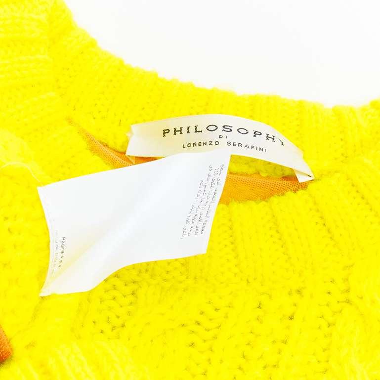 PHILOSOPHY DI LORENZO SERAFINI 100% wool yellow fitted cable knit sweater IT40 S For Sale 4