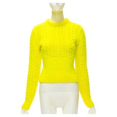 PHILOSOPHY DI LORENZO SERAFINI 100% wool yellow fitted cable knit sweater IT40 S