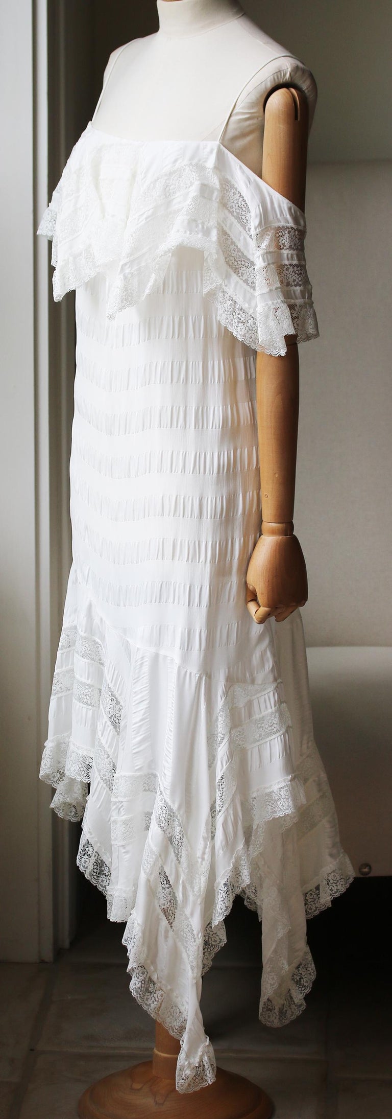 Philosophy di Lorenzo Serafini Asymmetric Striped Lace and Twill Mini Dress  For Sale at 1stDibs | de lorenzo company