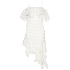 Philosophy di Lorenzo Serafini - Mini robe asymétrique rayée en dentelle et sergée à rayures