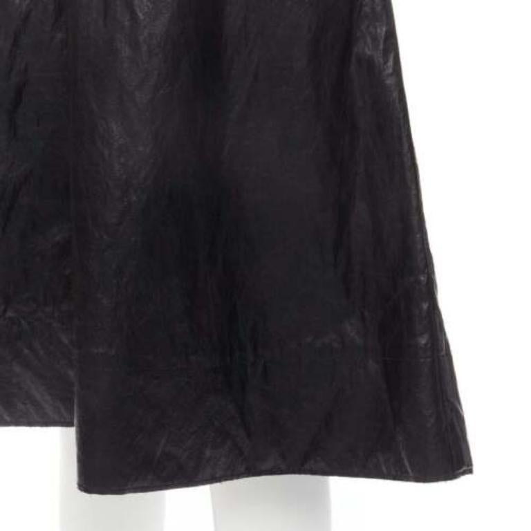 PHILOSOPHY DI LORENZO SERAFINI black faux crinkled leather A-line skirt IT38 XS For Sale 2
