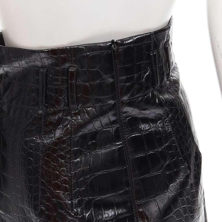 PHILOSOPHY DI LORENZO SERAFINI black faux croc pleather A-line skirt IT38 XS For Sale 2