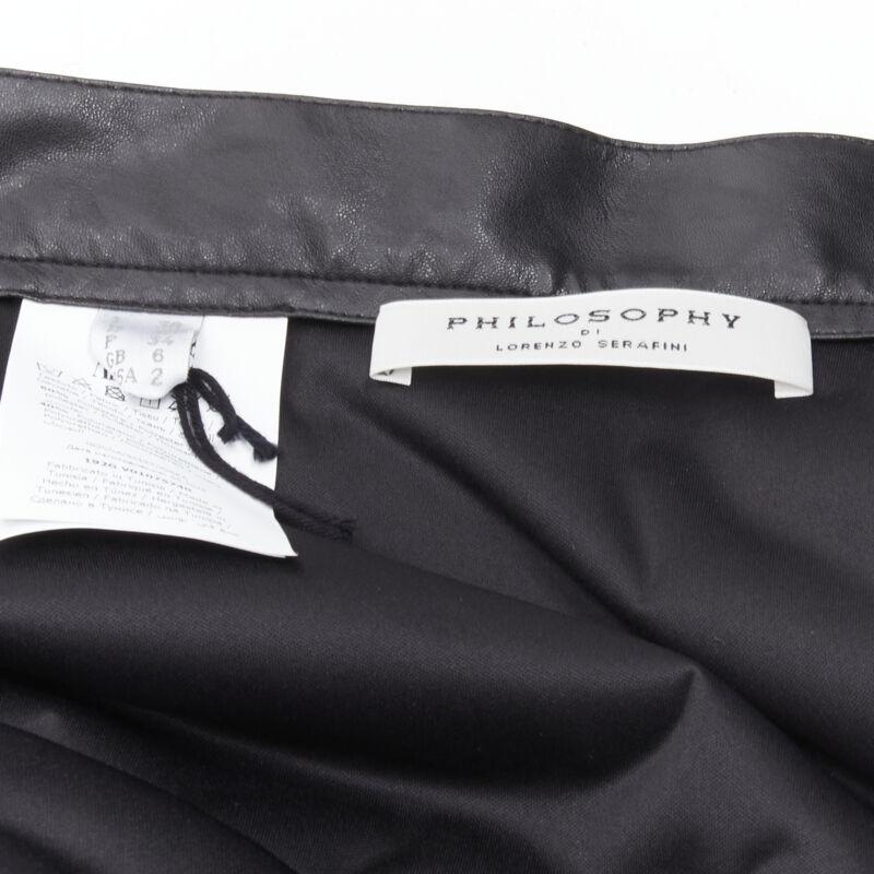 PHILOSOPHY DI LORENZO SERAFINI black faux leather asymmetric tier skirt IT38 XS For Sale 4