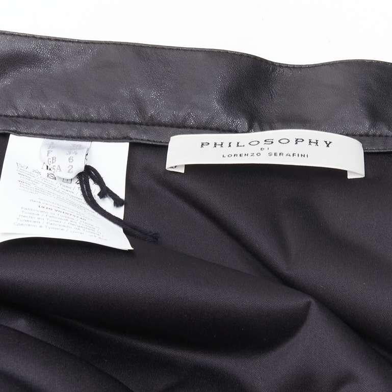 PHILOSOPHY DI LORENZO SERAFINI black faux leather asymmetric tier skirt IT38 XS For Sale 3