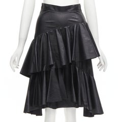 Philosophy Di Lorenzo Serafini gonna a strati asimmetrica in ecopelle nera IT38 XS
