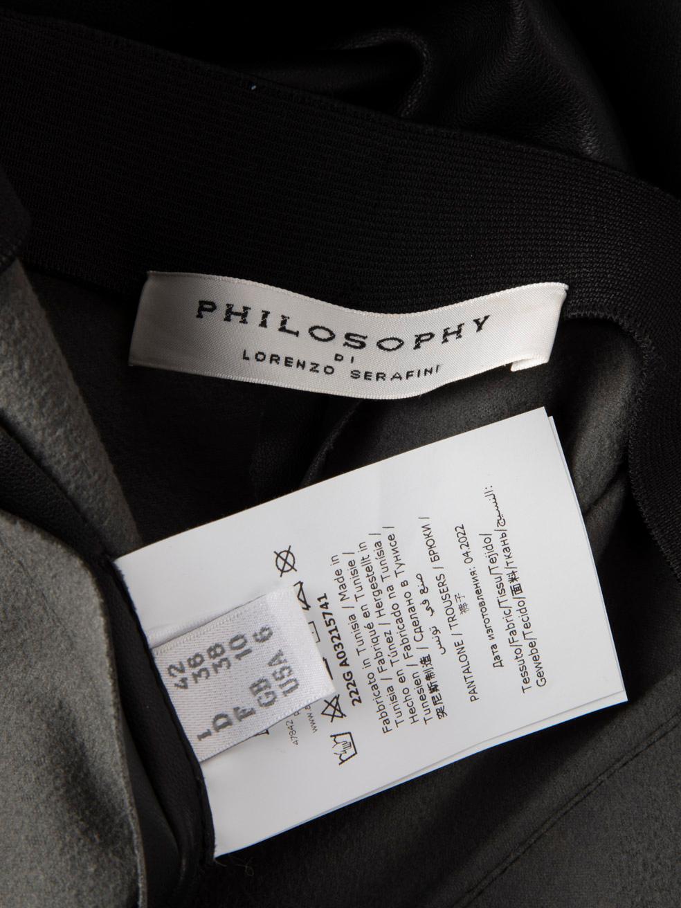 Philosophy di Lorenzo Serafini Black Faux Leather Leggings Size M For Sale 3