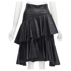 PHILOSOPHY DI LORENZO SERAFINI Jupe trapèze à cravate en faux cuir noir IT38 XS