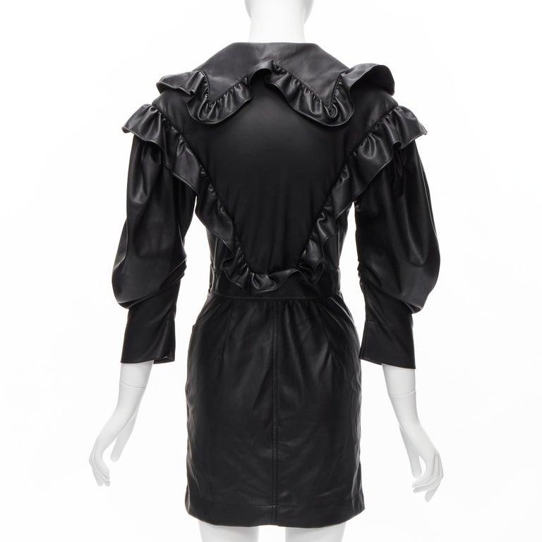 chinese dress ladies Icon Black Faux Leather Bubble Hem Mini Dress S main image 1