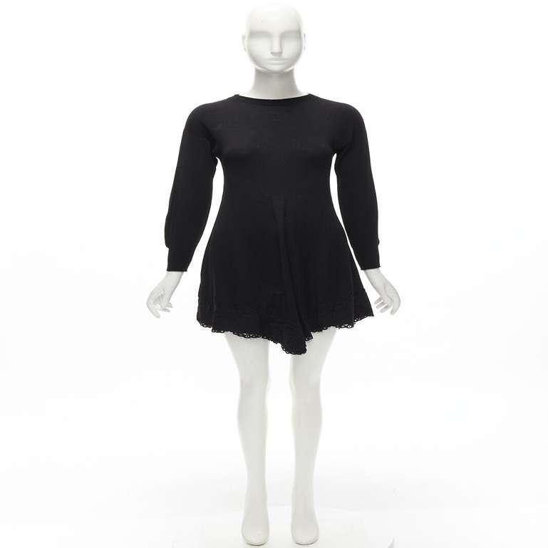PHILOSOPHY DI LORENZO SERAFINI black lace trim sweater dress IT38 XS For Sale 5