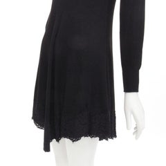 PHILOSOPHY DI LORENZO SERAFINI Schwarzes Pulloverkleid mit Spitzenbesatz IT38 XS