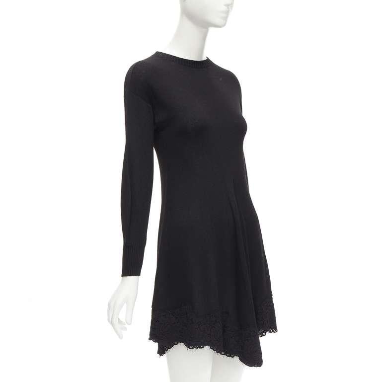 Black PHILOSOPHY DI LORENZO SERAFINI black lace trim sweater dress IT38 XS For Sale