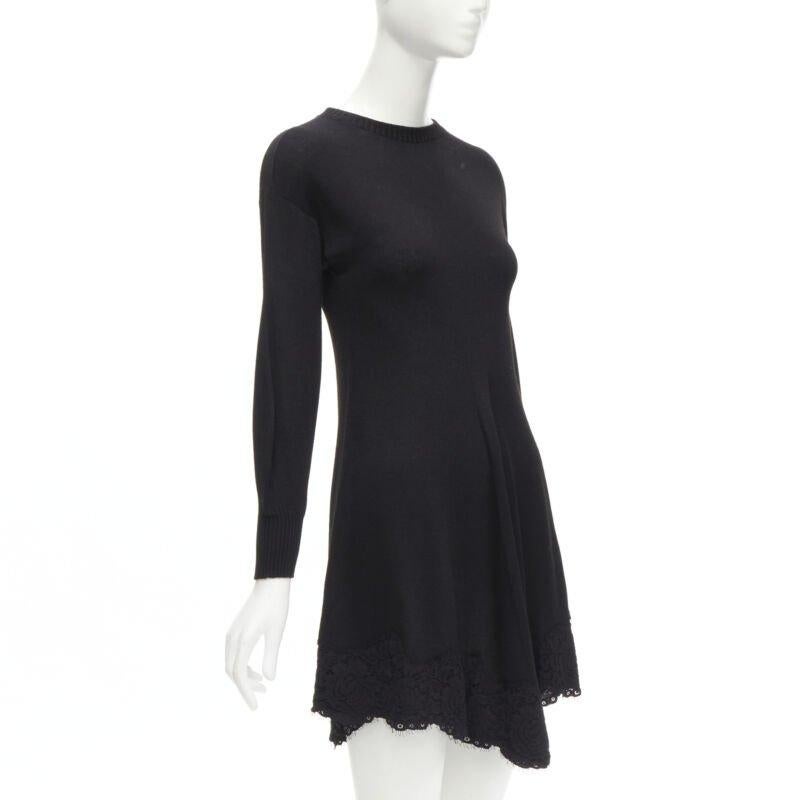 PHILOSOPHY DI LORENZO SERAFINI vestido jersey negro con ribete de encaje IT38 XS Negro en venta