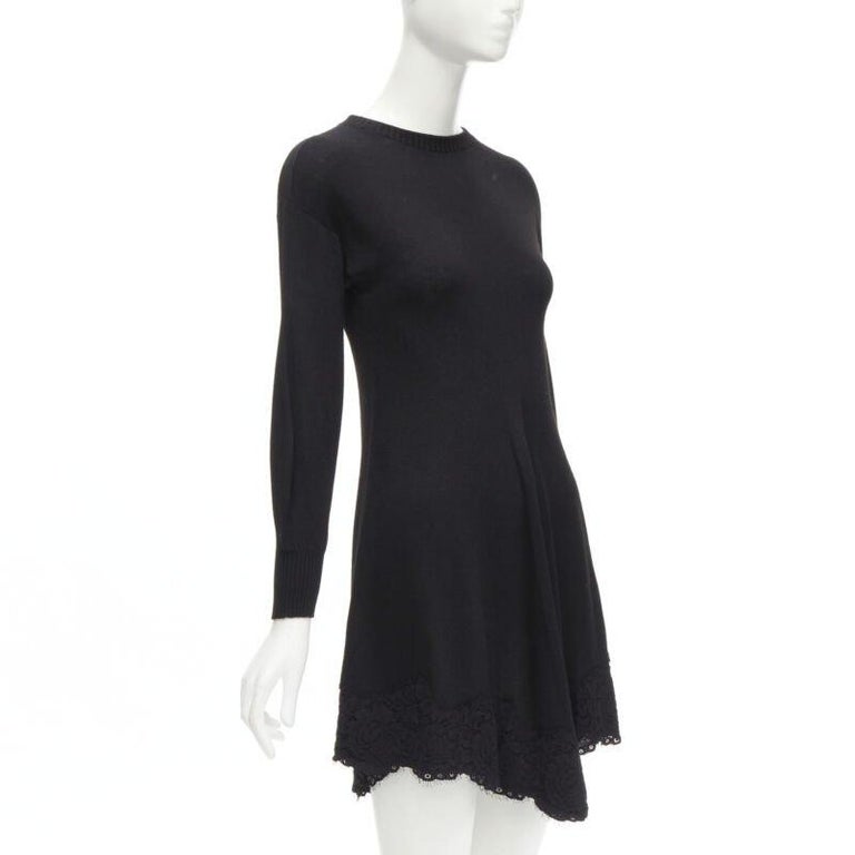 lace trim sweater dress MOTF PREMIUM WOMEN'S AUTUMN/WINTER MID-LENGTH LACE TRIM SPLIT HEM SWEATER DRESS
