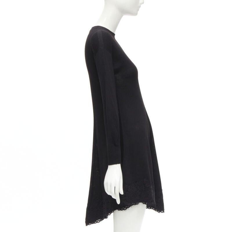 PHILOSOPHY DI LORENZO SERAFINI vestido jersey negro con ribete de encaje IT38 XS en Excelente estado para la venta en Hong Kong, NT