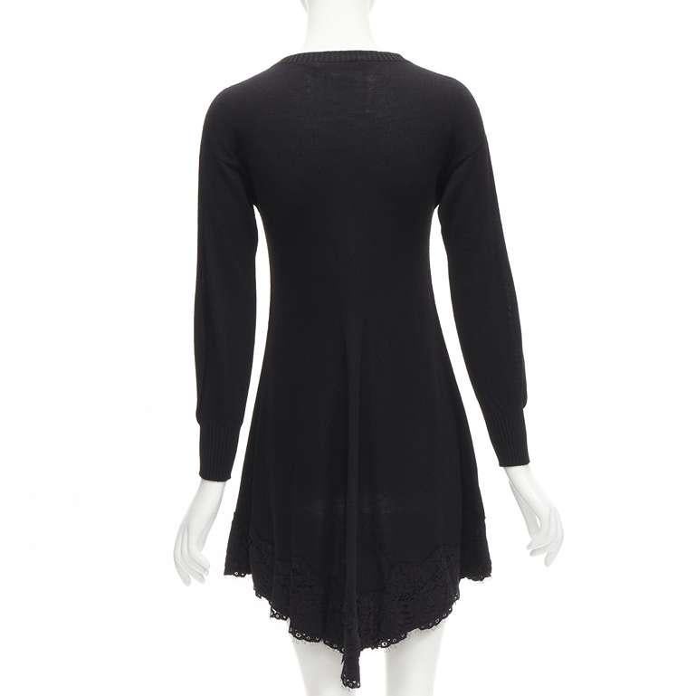 Women's PHILOSOPHY DI LORENZO SERAFINI black lace trim sweater dress IT38 XS For Sale