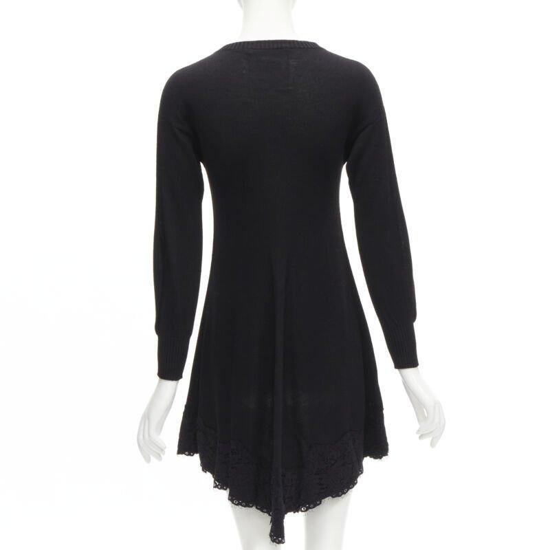 De las mujeres PHILOSOPHY DI LORENZO SERAFINI vestido jersey negro con ribete de encaje IT38 XS en venta