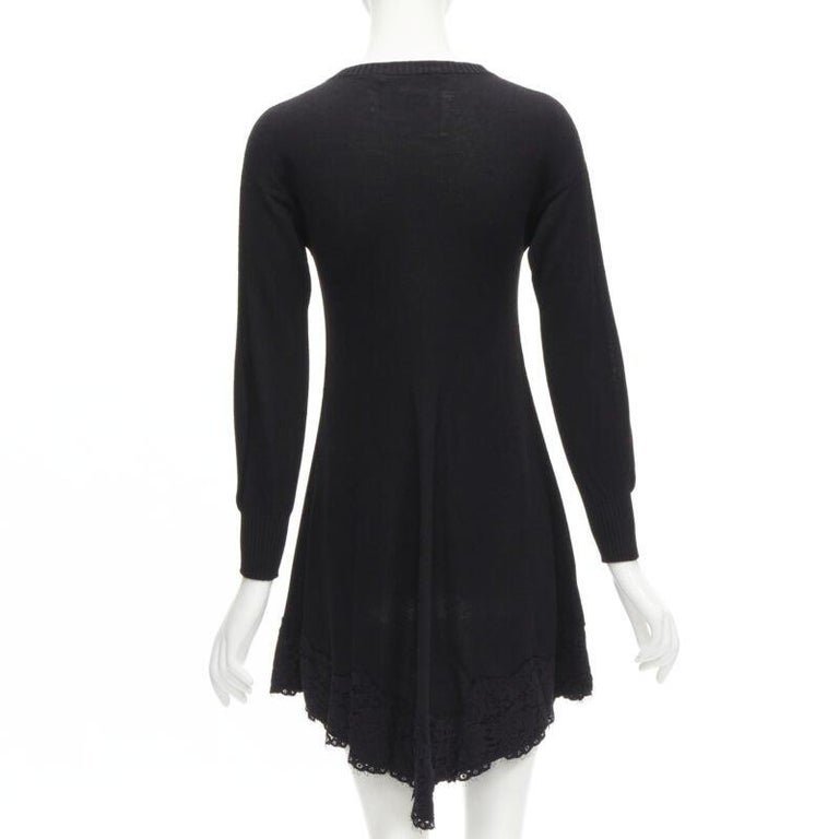 PHILOSOPHY DI LORENZO SERAFINI black lace trim sweater dress IT38 XS For  Sale at 1stDibs