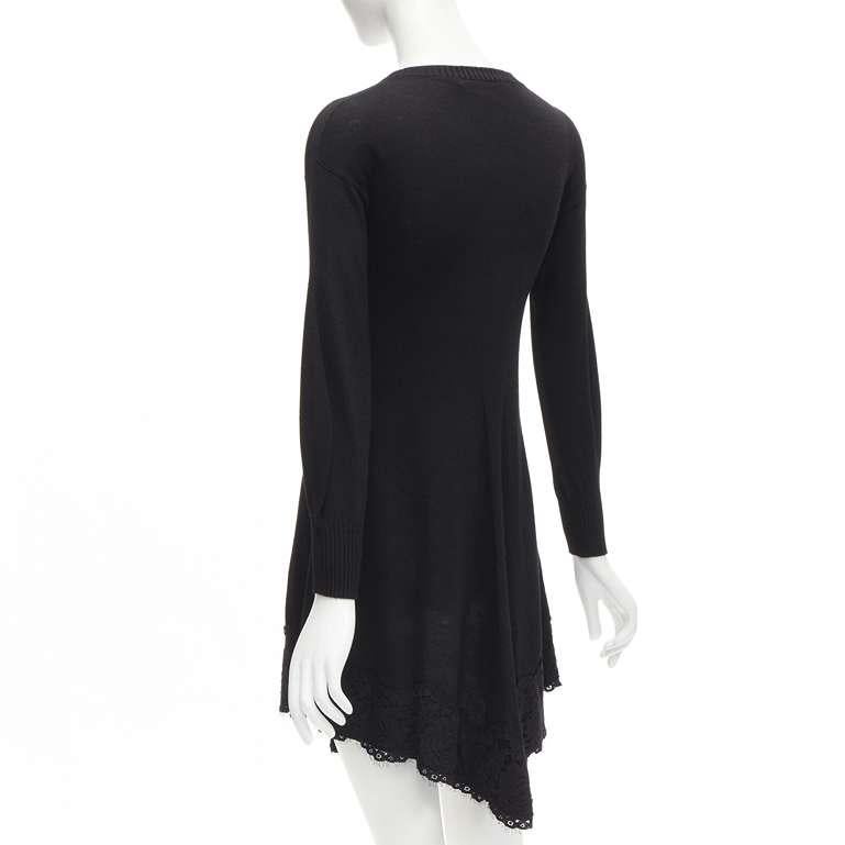 PHILOSOPHY DI LORENZO SERAFINI black lace trim sweater dress IT38 XS For Sale 1