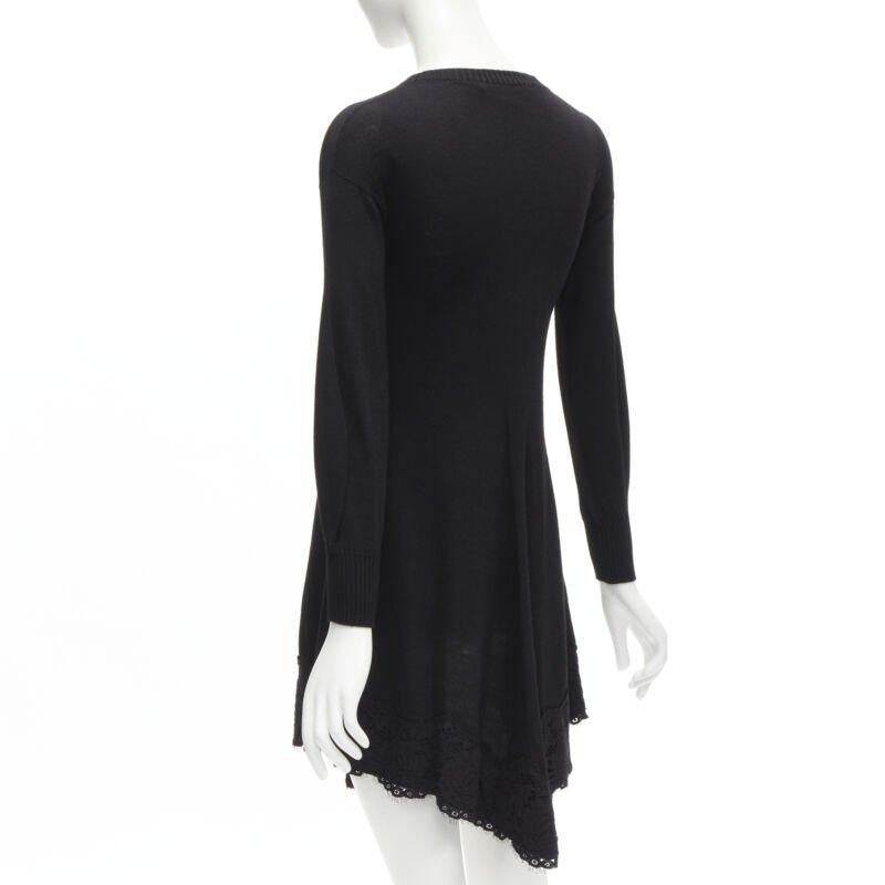 PHILOSOPHY DI LORENZO SERAFINI vestido jersey negro con ribete de encaje IT38 XS en venta 1