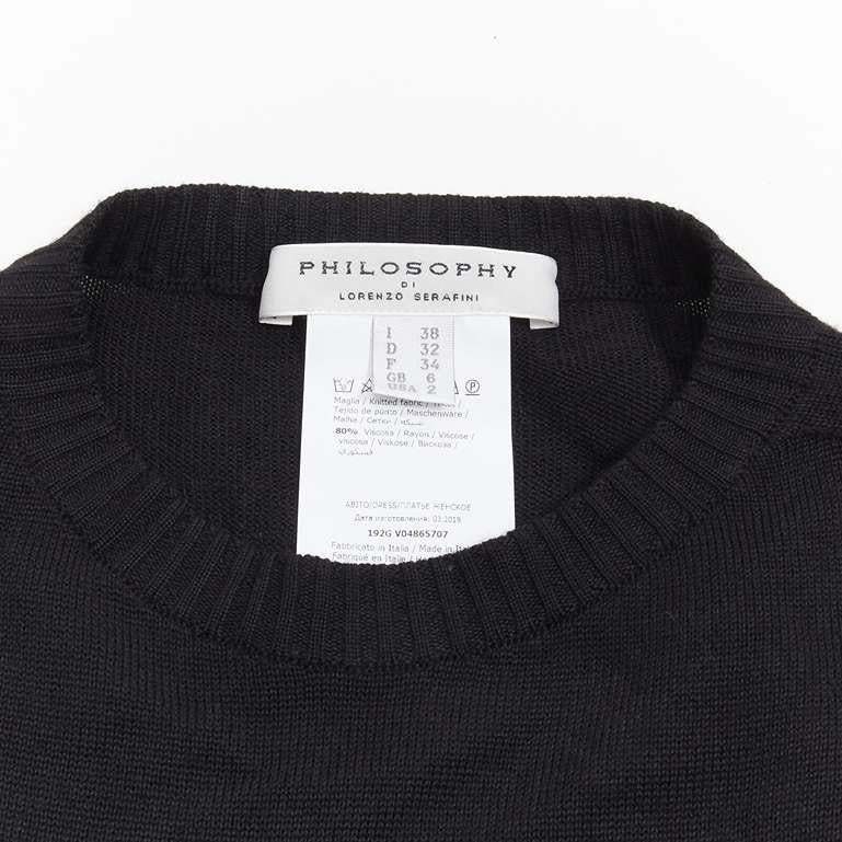 PHILOSOPHY DI LORENZO SERAFINI black lace trim sweater dress IT38 XS For Sale 4