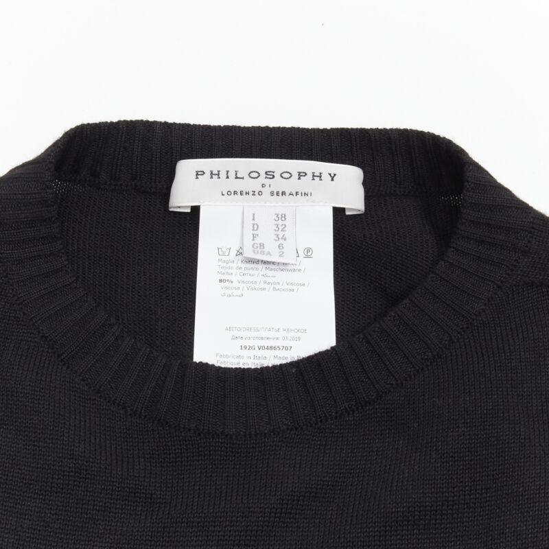 PHILOSOPHY DI LORENZO SERAFINI vestido jersey negro con ribete de encaje IT38 XS en venta 4