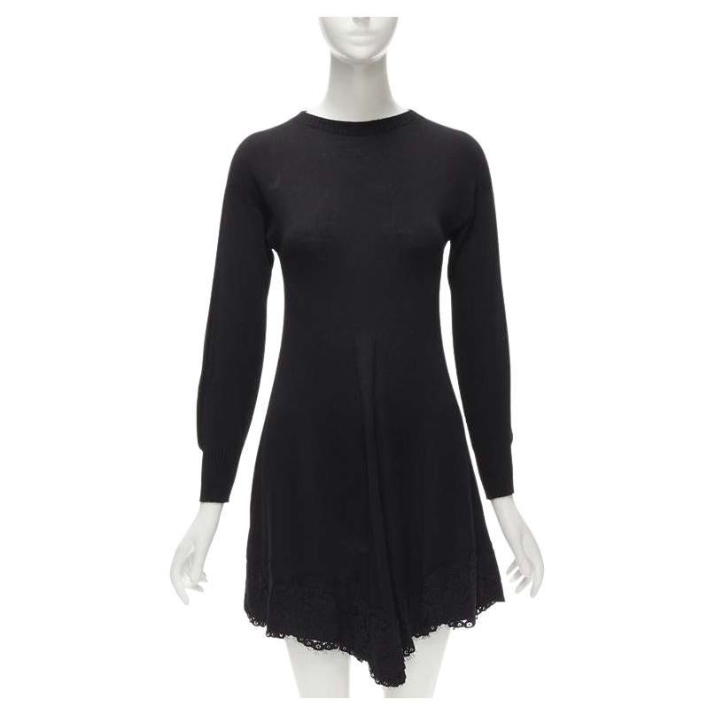PHILOSOPHY DI LORENZO SERAFINI black lace trim sweater dress IT38 XS For Sale
